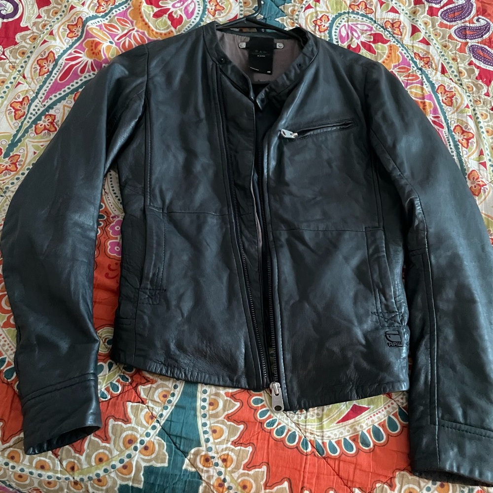 G Star Raw Black Leather Jacket